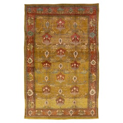 Vintage Donegal Arts & Crafts Style Wool Rug with Goldenrod Color by Apadana