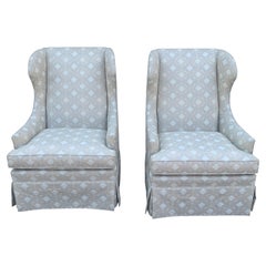 Theodore Alexander Set of 2 Skirted Upholstered Chairs