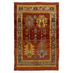 Bakshaish handgefertigter Teppich aus rostfarbener Wolle mit Stammesmuster, Vintage