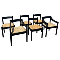 Set of X4 Carimate Side Chairs by Vico Magistretti for Cassina in Black