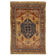 Tapis en laine marron vintage Bakshaish fait à la main avec motif sur toute sa surface