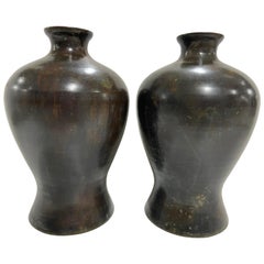 Paire de vases en forme de jarre à gingembre en bronze de style Meiji de Maitland-Smith du XXe siècle