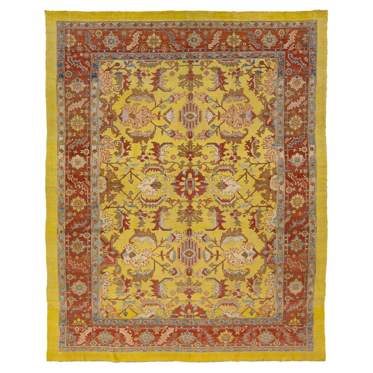Yellow Vintage Bakshaish Handmade Tribal Wool Rug For Sale at 1stDibs