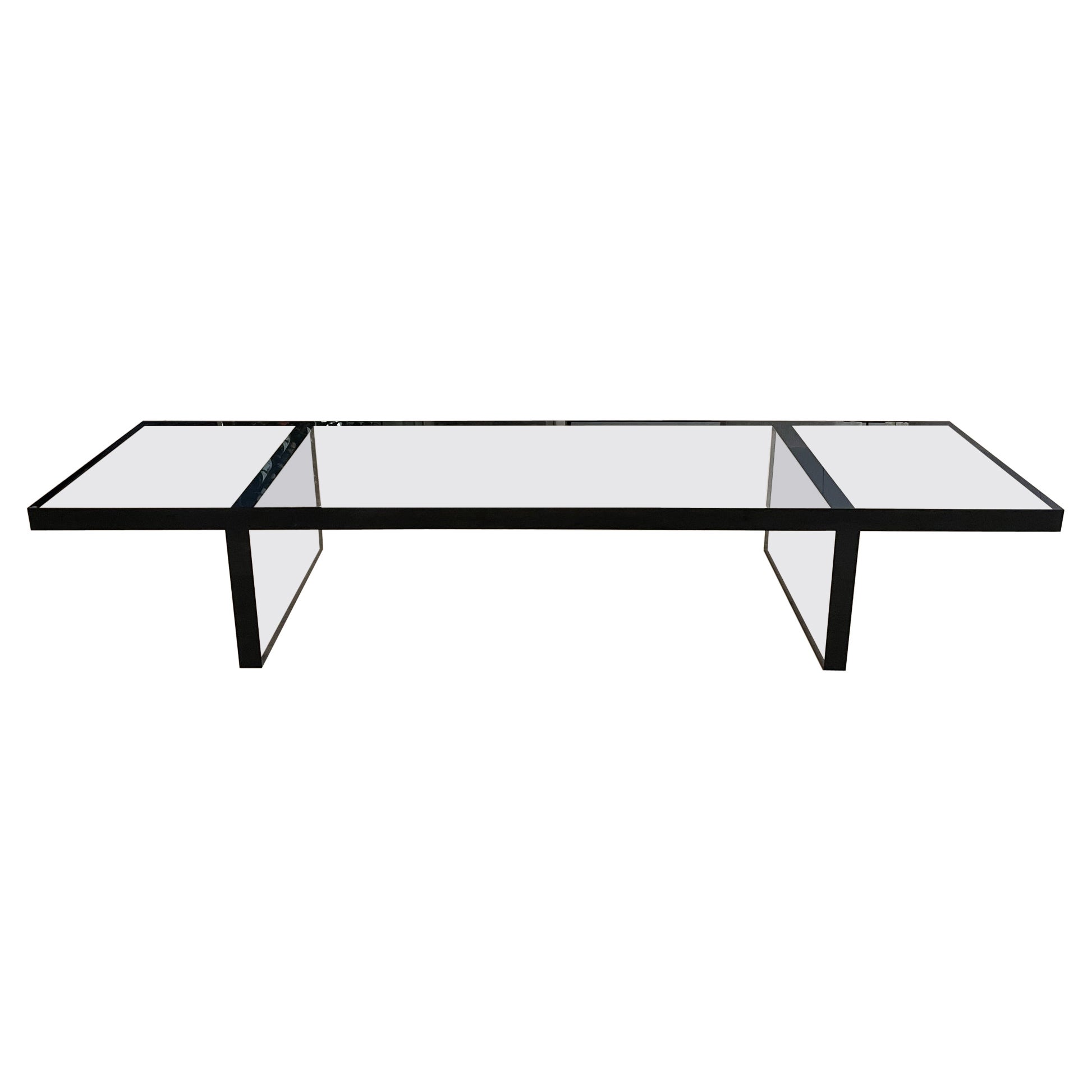 Lucite Coffee Table / Bench in Clear & Black Lucite by Amparo Calderon Tapia For Sale
