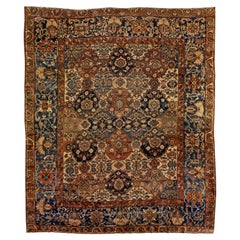 Antique Persian Bakhtiari Handmade Multicolor Wool Rug with Allover Motif