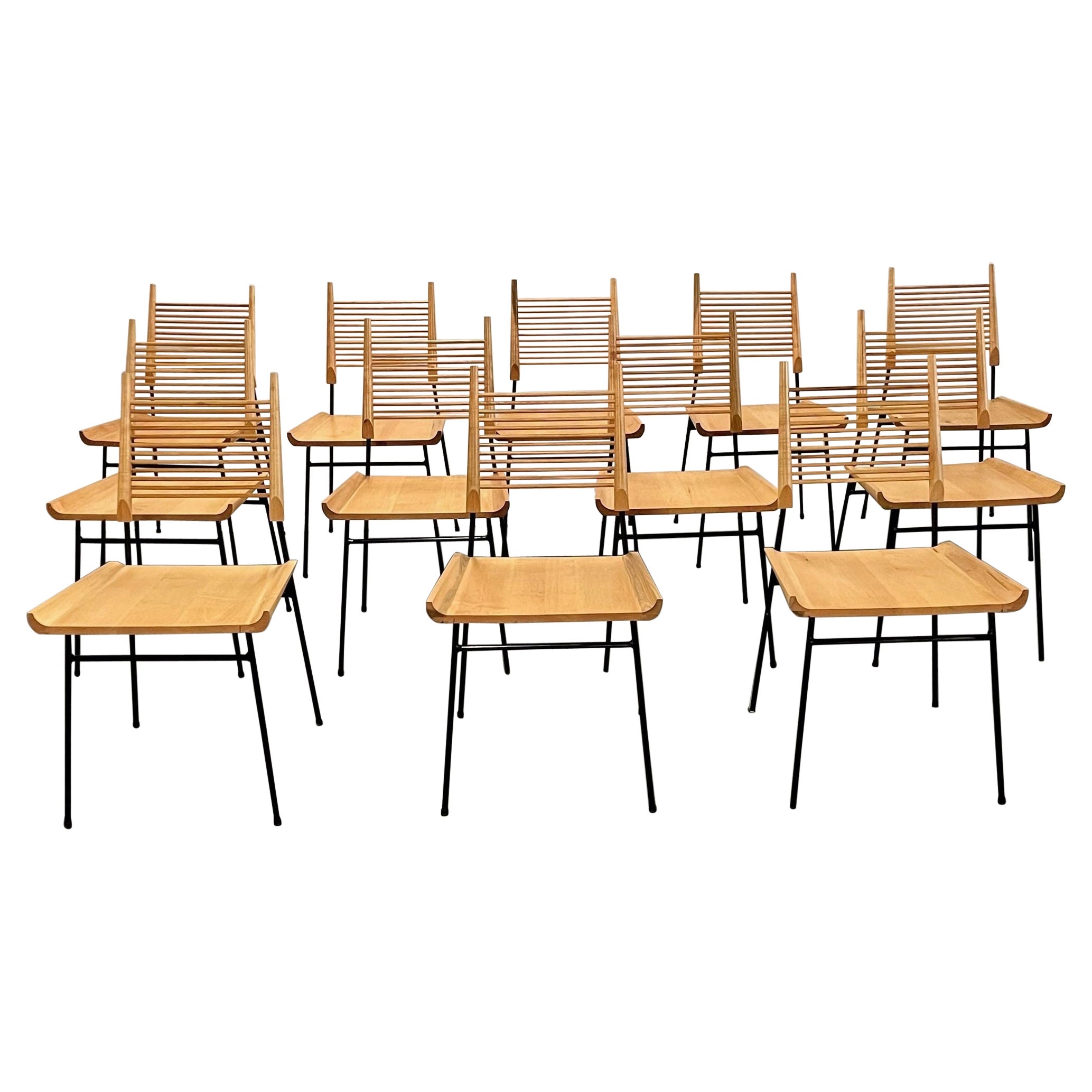 Set of 12 Mid-Century Modern Paul McCobb Side / Dining Chairs, 'Shovel' Chairs