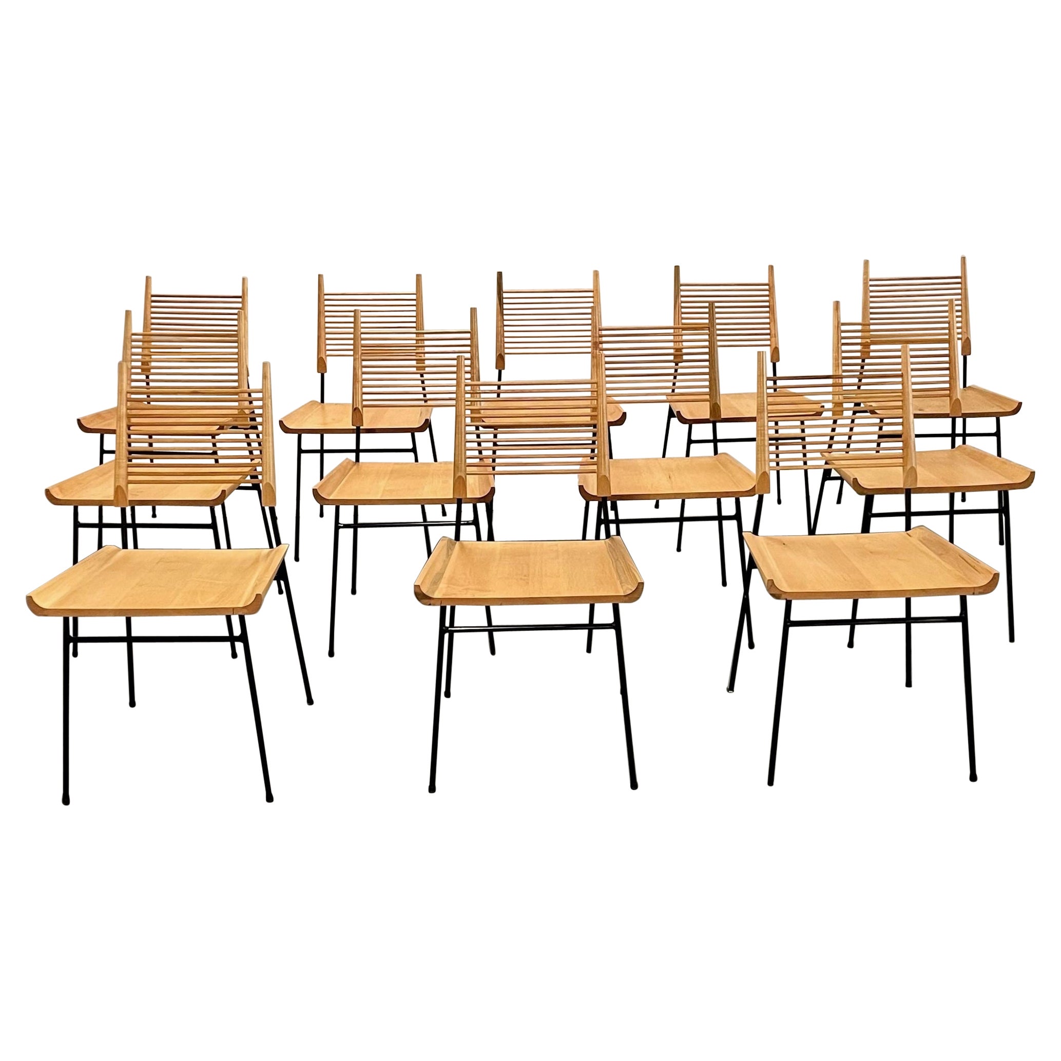 Set of 12 Mid-Century Modern Paul McCobb Side / Dining Chairs, 'Shovel' Chairs For Sale