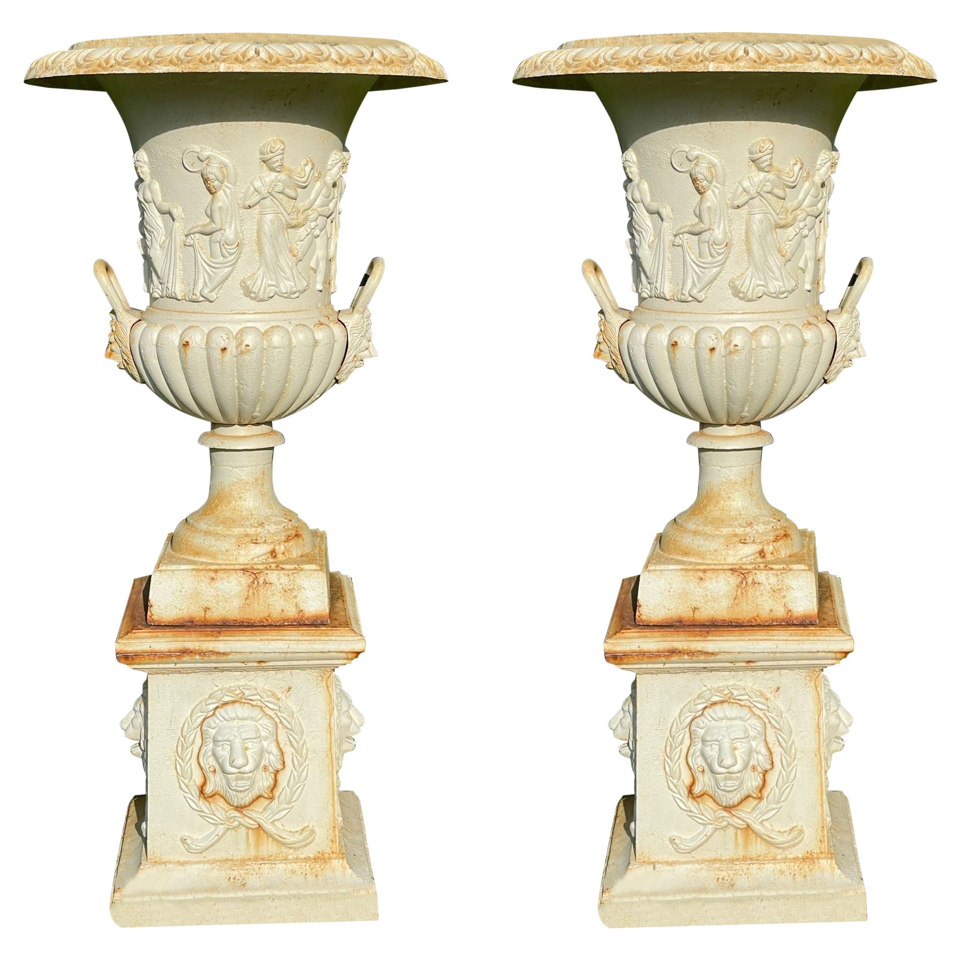 Pair of Cast Iron Urn or Planters, Property of a Lady, 1880s For Sale