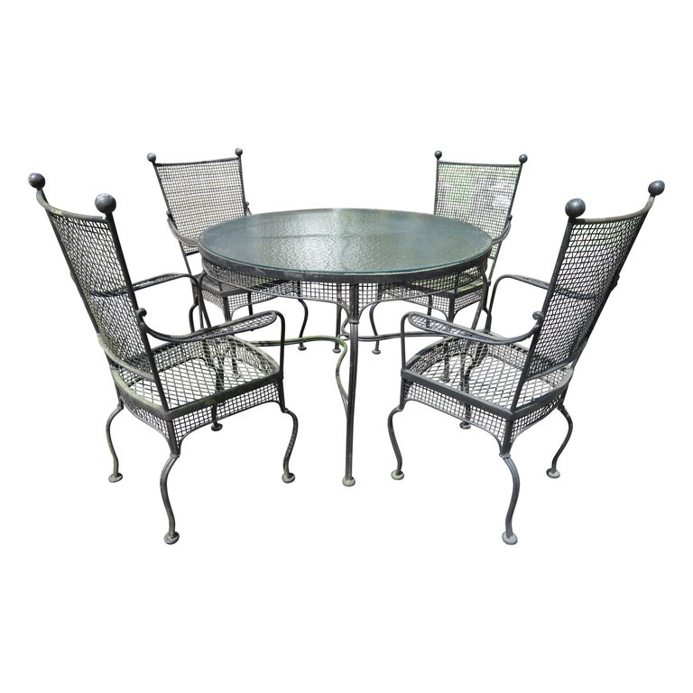 Sensational Early Set Russel Woodard Mesh Patio Table 4 Chairs Mid