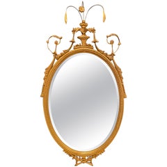 Gilt Georgian Hepplewhite Style Oval Mirror