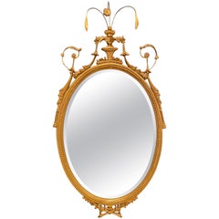 Vintage Gilt Georgian Hepplewhite Style Oval Mirror