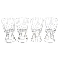 Set of Four White Outdoor Chairs