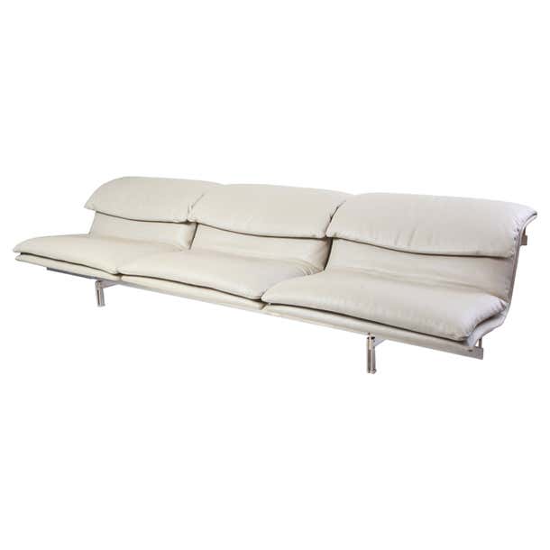Merdeces Couch Phenomenal Saporiti Stainless Steel and Mercedes Leather Sofa For Sale ...
