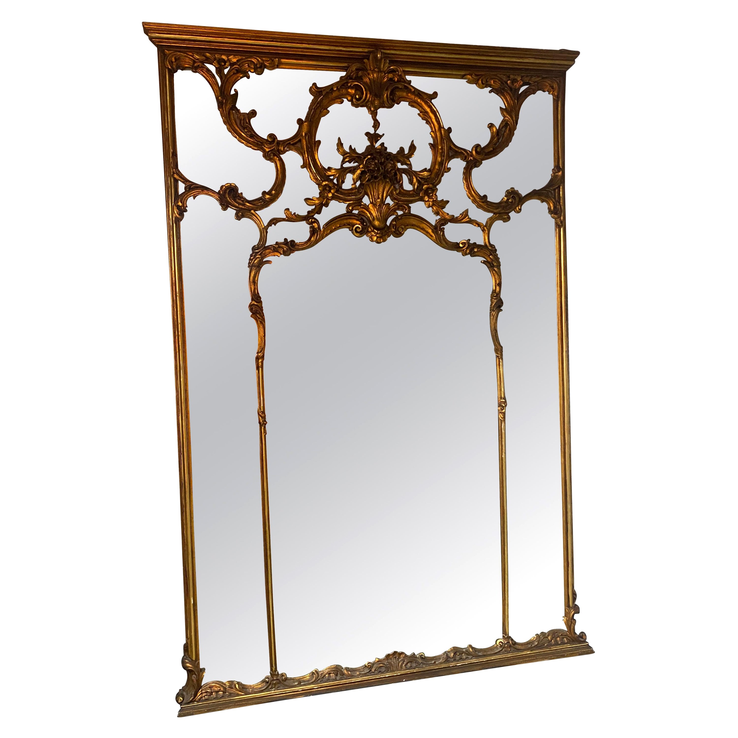 Antique, Decorative, Giltwood, Full Length Mirror  For Sale