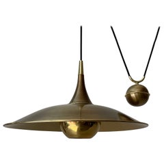 Antique Brass Counterweight Ceiling Lamp, 1970s, France