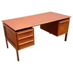 G.V. Gasvig for GV Mobler Danish Modern Floating Drawer Teak Writing Desk