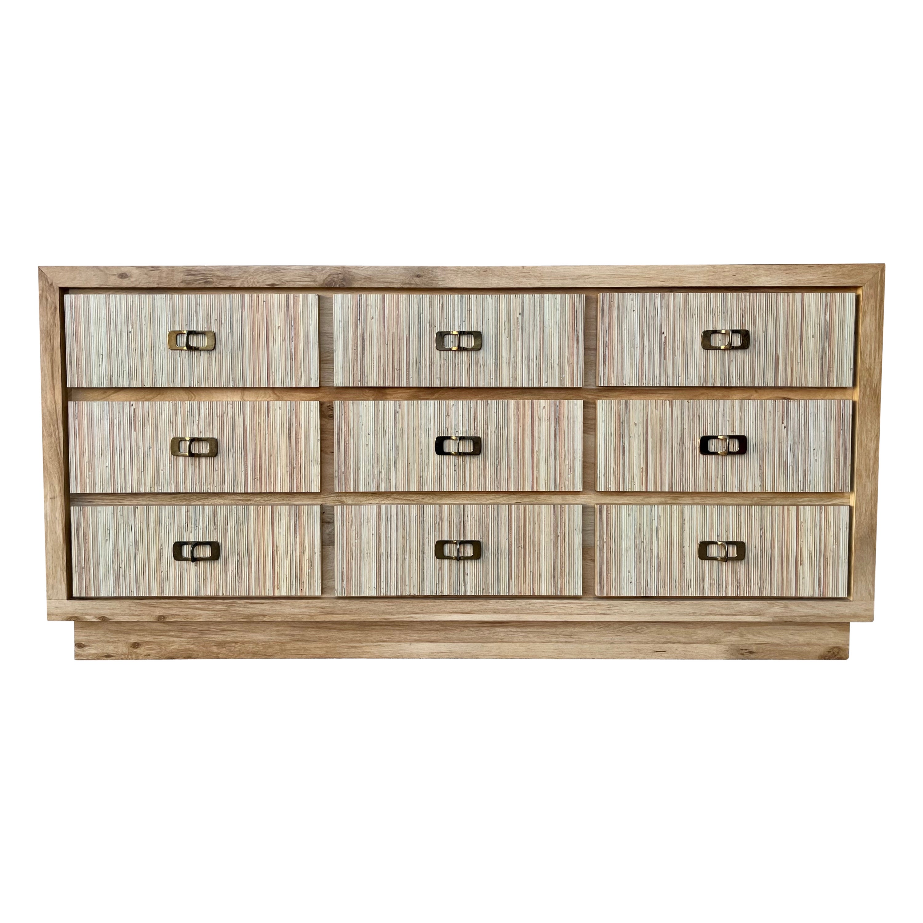 1970s Mid-Century Modern Faux Wood Laminated Nine Drawers Dresser