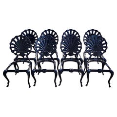 Vintage Coastal Brown Jordan Cast Aluminum Grotto Dining Chairs, Set of Eight