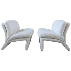 1970s, Italian Sculptural Designer Lounge Chairs, Set of 2