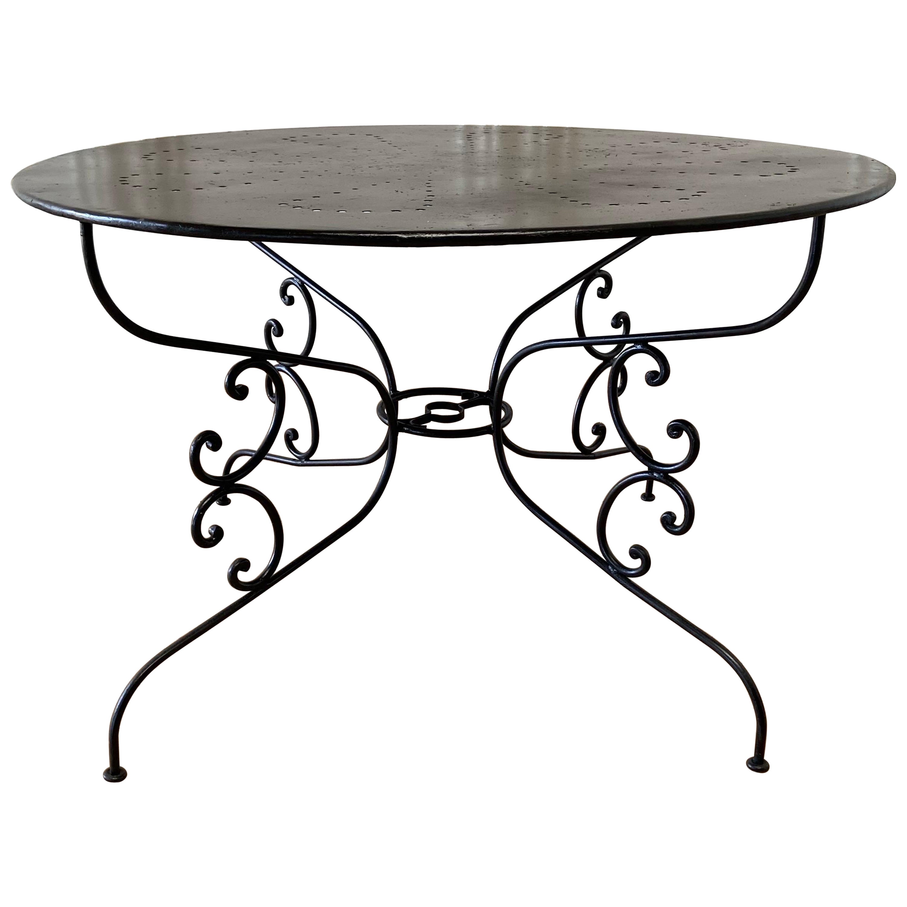 Vintage French Iron Indoor Outdoor Patio Table For Sale