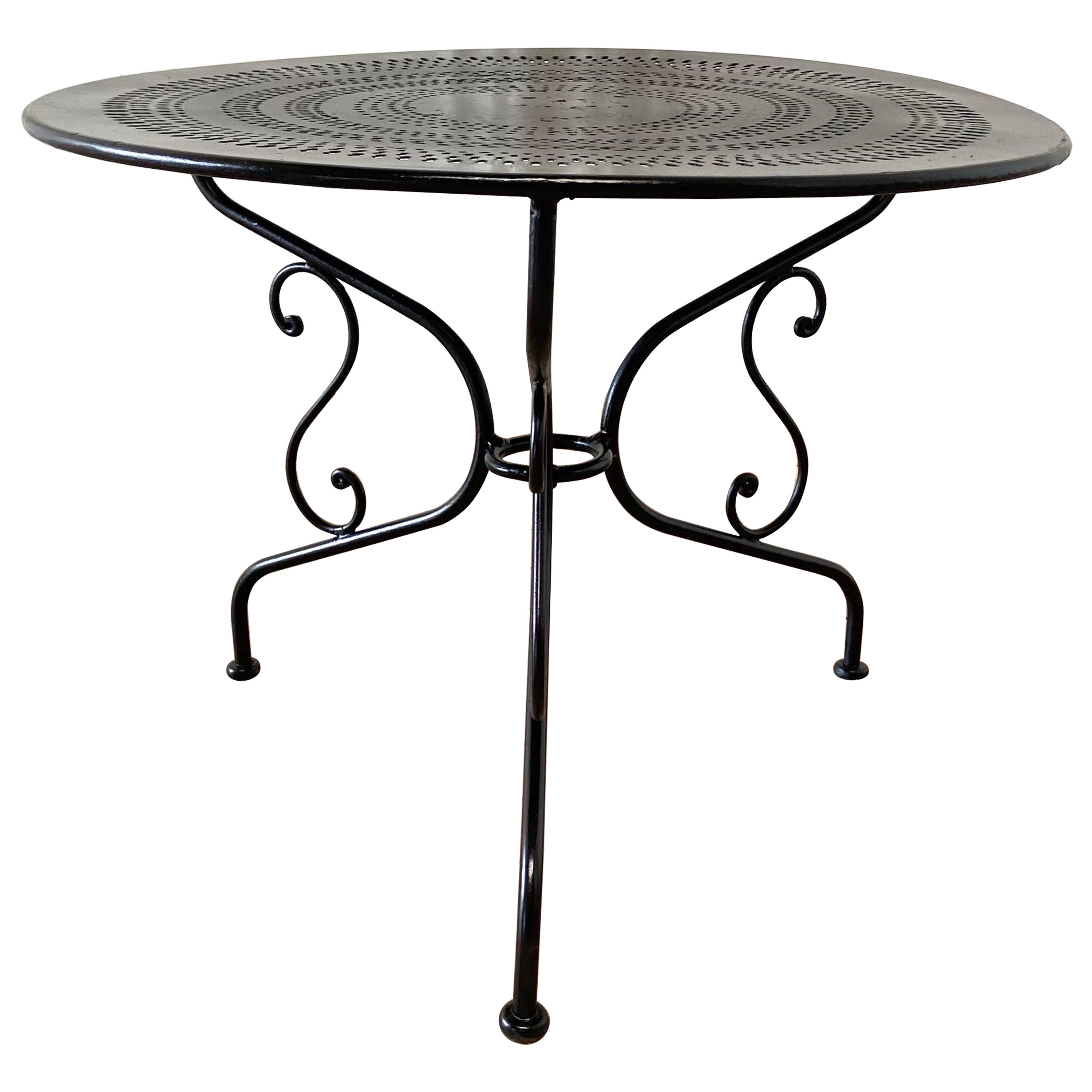 Vintage French Black Metal Outdoor Side Table For Sale