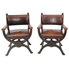 Pair Moroccan Arm Chairs Antique X Frame Furniture