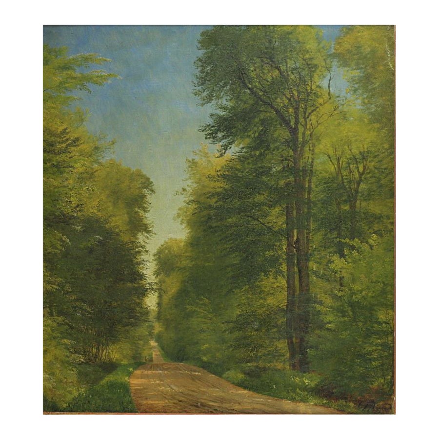 Carl Frederick Aagaard Landscape Oil Painting Dirt Road For Sale