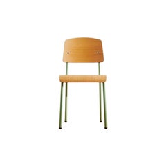 Authentic Standard Chair in Natural Oak and Mint Color by Jean Prouvé