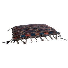 Kurdish Soumak Trapping Pillow Made from a Repurposed Rug with Down Insert