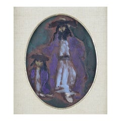 Vintage Expressionist Oil Painting of a Hasid and Son by Emmanuel Mané-Katz