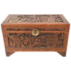 Chinese Camphor Antique Chest Luggage Box Table, 1920