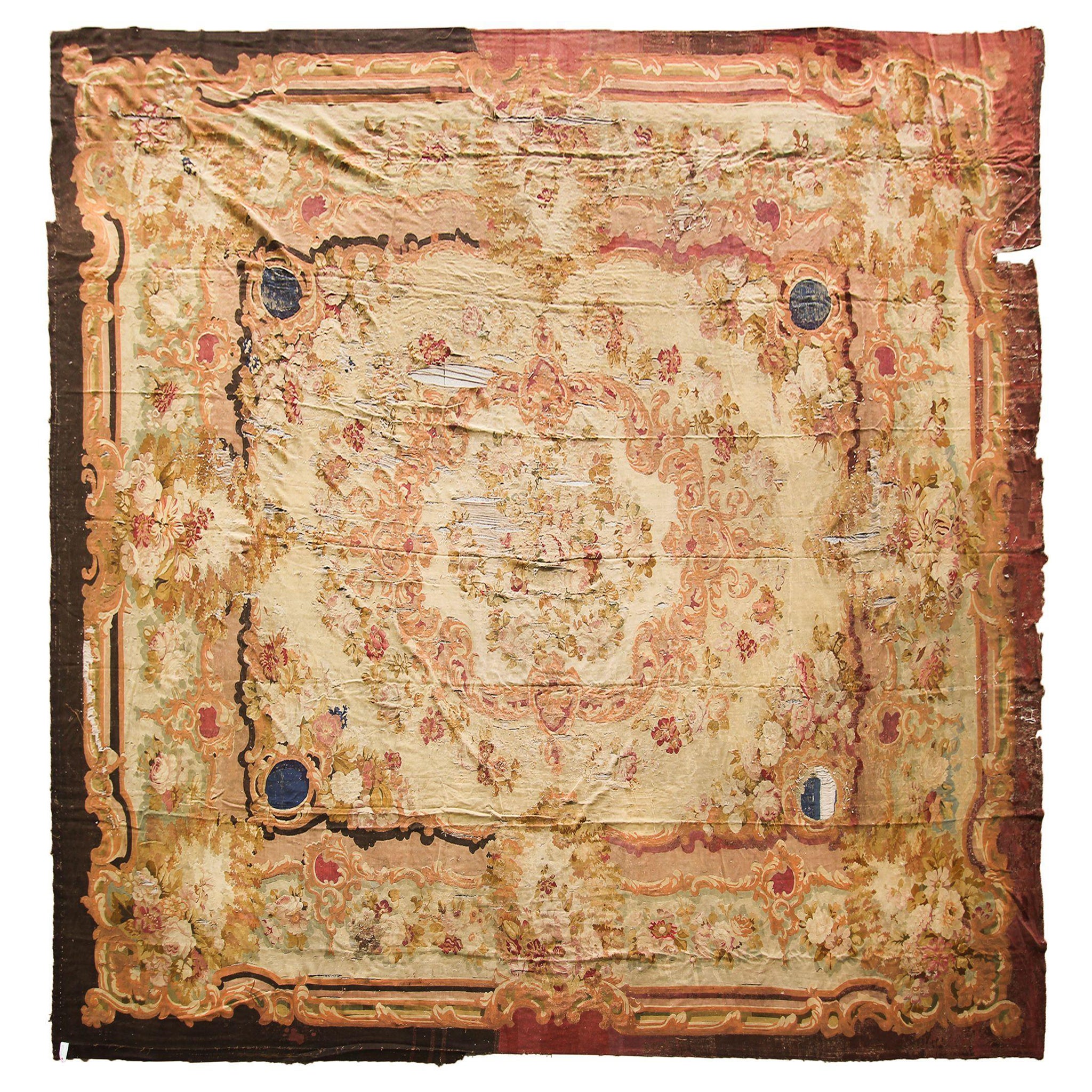 Palace Size Antique French Aubusson Rug Charles X Aubusson Oversized Aubusson  For Sale
