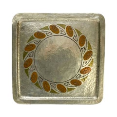 Vintage Claudius Linossier Silver Mixed Metal Inlay Tray, circa 1930