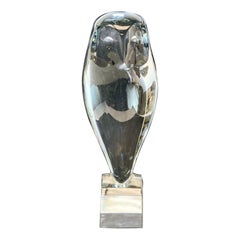 Sculpture de hibou en cristal de Baccarat France par R. Rigot, signée. Ltd Ed 200