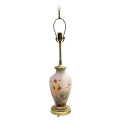 Daum Nancy France Pink & Yellow Mottled Glass Enamel Cameo Lamp, Early 20th C.