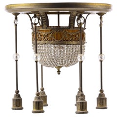 Antique French, Seven Light Ceiling Lamp 19th Century 