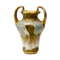 Amphora RSTK Pottery Maiden Portrait Vase Model #660 Nikolaus Kanhauser, c. 1890