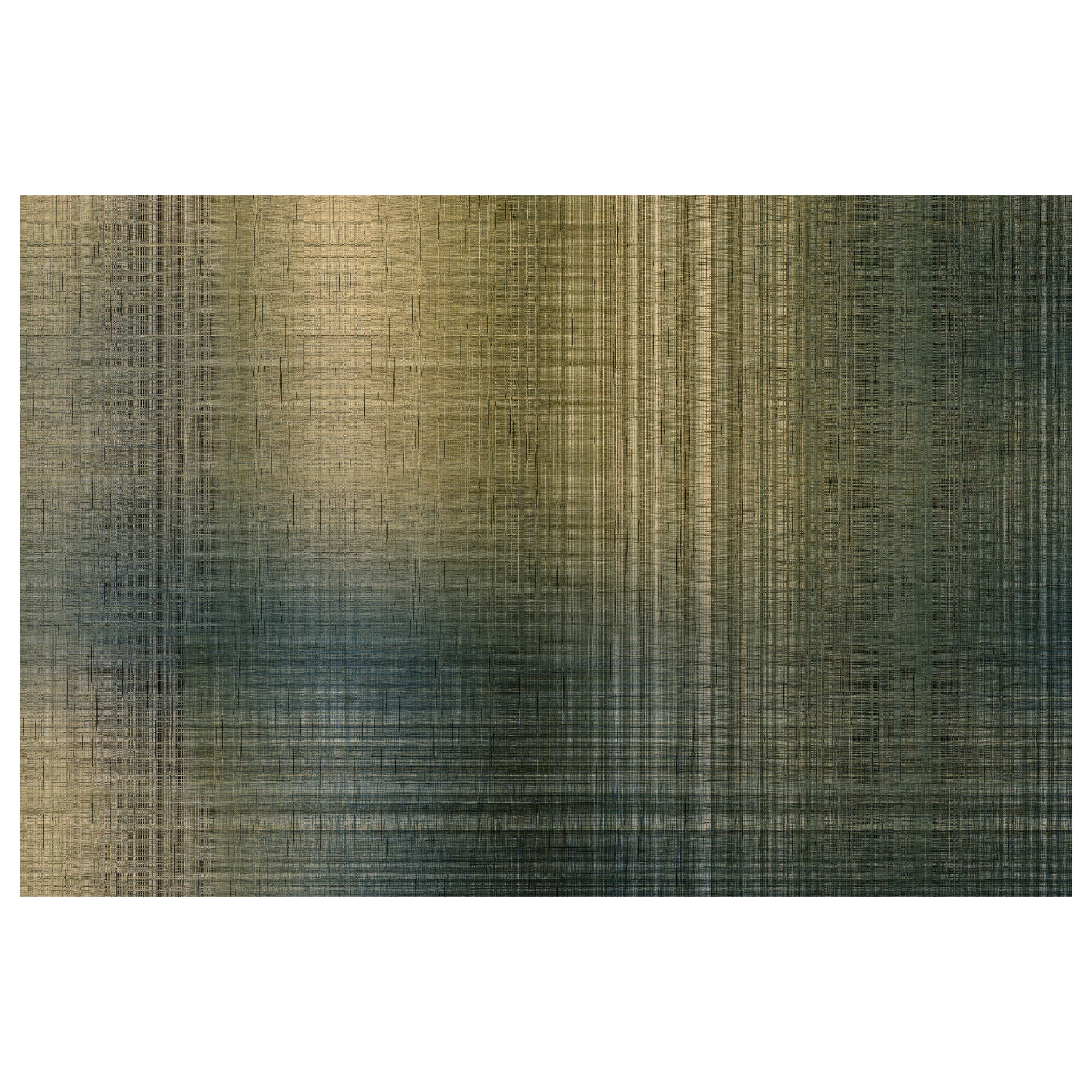 Moooi Small Quiet Canvas Shibori Rechteckiger Teppich aus Wolle mit Blindsaum im Angebot