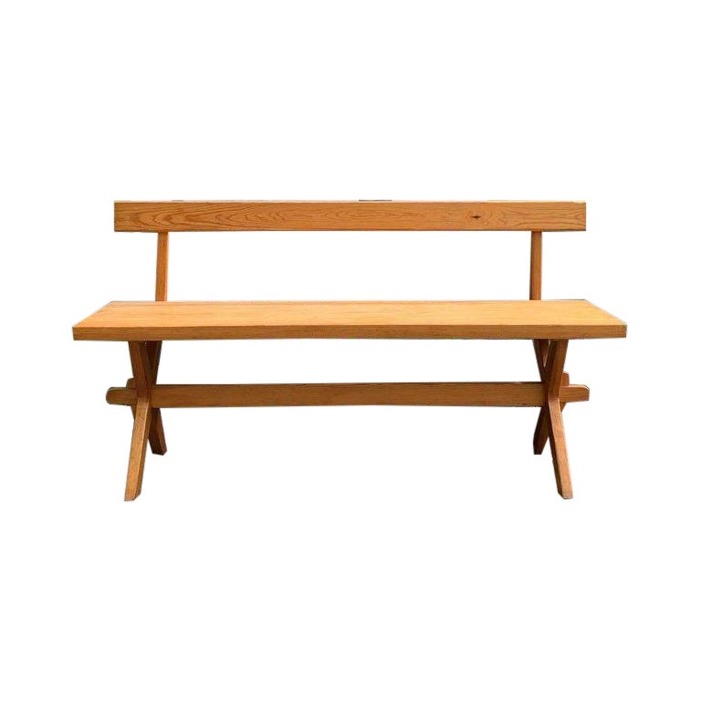 Bench from the 1970s in Solid Pine For Sale