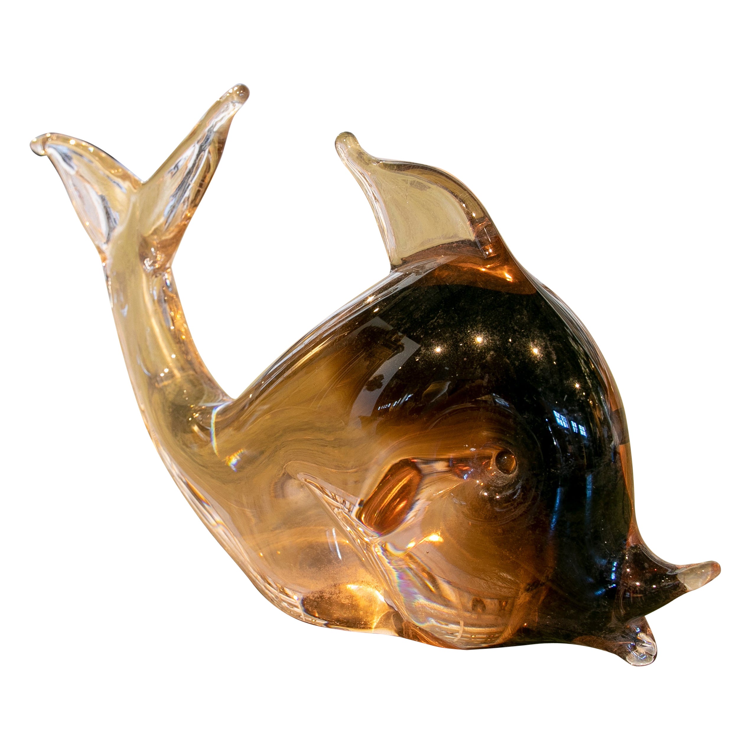 Paperweight in the Shape of a Murano Glass Fish in Brown Tones