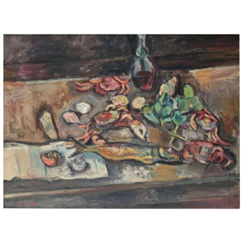 Pinchus Kremegne Oil on Canvas Still Life at the Dinner Table