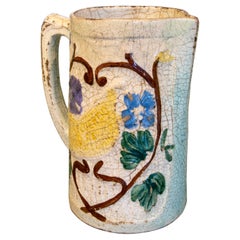 Glazed Ceramic Wine Jug with Monk Decoration