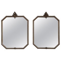 Pair of Old Venice Baroque Octagonal Mirrors in Gold and Lacquer, 1940s, Italy