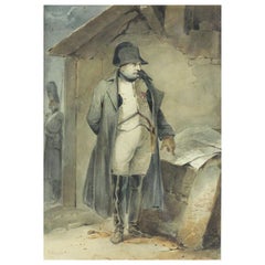 Antique Nicolas Toussaint Charlet Watercolor Painting Napoleon Bonapart