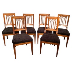 Set of 6 Biedermeier Dining Chairs, 1820-30, Walnut