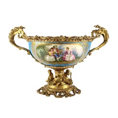 Sevres French Porcelain Centerpiece Bowl Hand Painted Figural, Late 19th Century