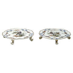 Pair of Meissen Marcoloni Ornithological Porcelain Footed Trays or Cake Plates