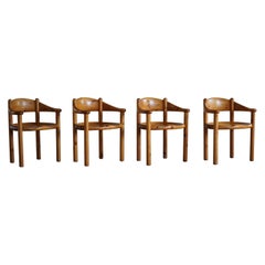 Rainer Daumiller, ensemble de 4 chaises de salle à manger en pin massif, style danois moderne, années 1970