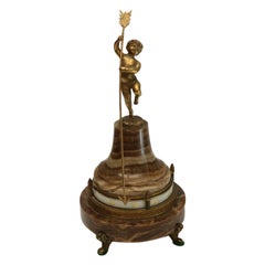 Vintage Ateliers Juvenia French Gilt Bronze Putti Onyx Annular Rotary Clock, circa 1925