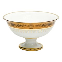 Antique Manufacture de Sevres Gilt Porcelain Fruit Bowl Nankin Yellow, 1824-1830